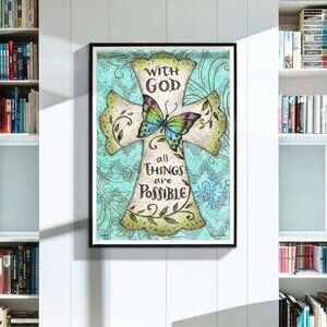 5D Diy Diamond Painting Cross Butterfly Stitch Kit AB Diamond Round